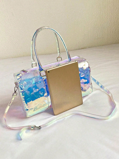 2025 New PVC Holographic Jelly Travel Bag, Large Capacity Gym Sports Luggage Bag, Fashionable Business Trip Bag, Waterproof Durable Storage Bag, Unisex