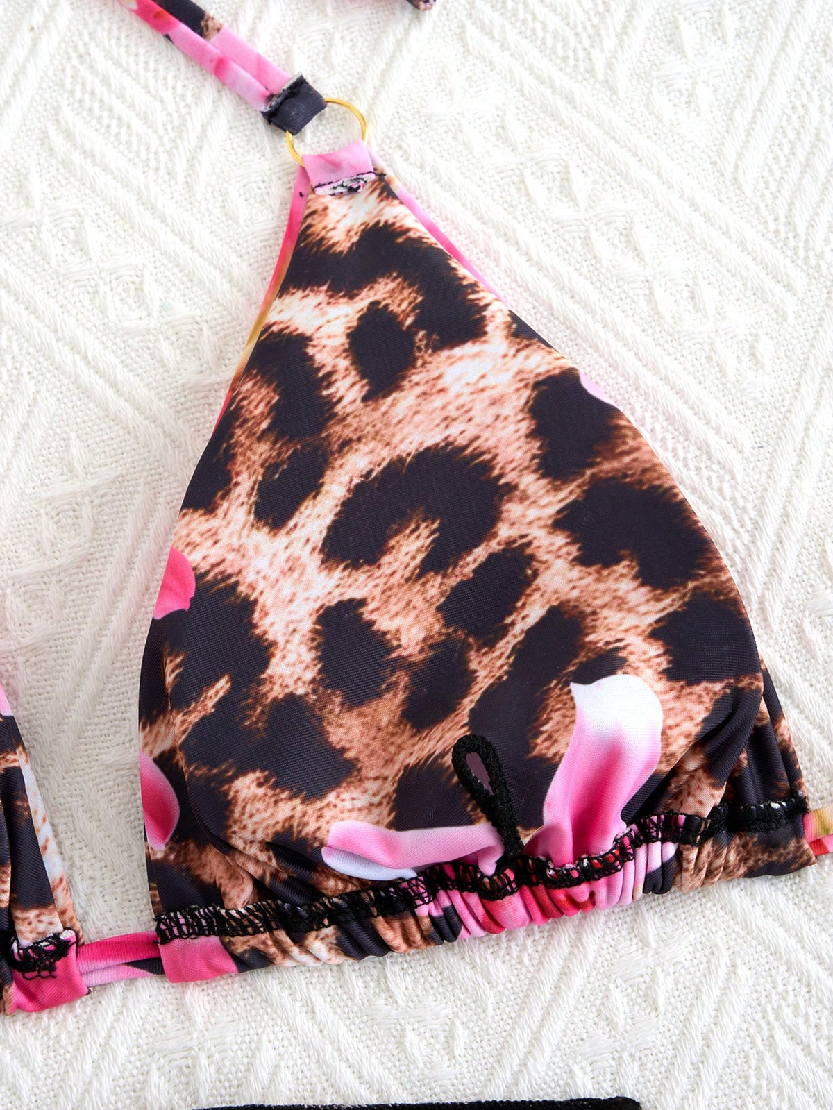 2025 Summer 3Pcs Beach Bikini Set- Sexy Triangle Cross Bandage Bra, Printed Beach Wrap Skirt, Thong Bottoms, Beachwear