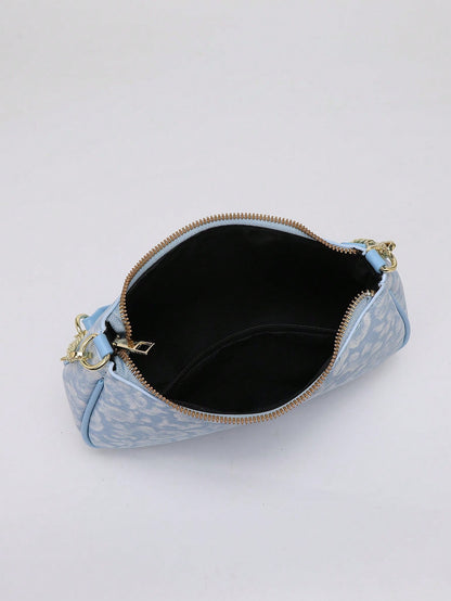 2026 New Fashion Classic Versatile Letter Graphic Design Solid Color PU Leather Crescent Shoulder/Underarm Bag, Stylish Printed Bag, Y2K Shoulder/Underarm Bag, Suitable For Shopping, Can Be Handheld O