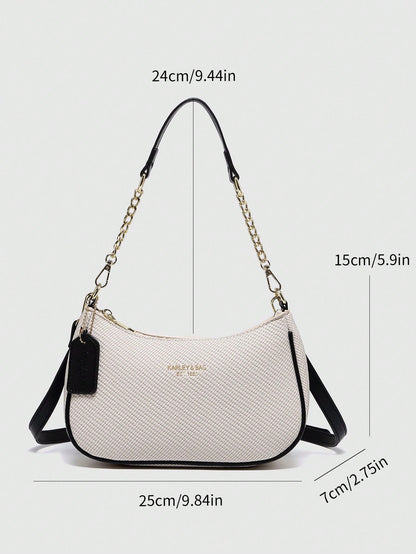 2026 New Fashion Classic Versatile Letter Graphic Design Solid Color PU Leather Crescent Shoulder/Underarm Bag, Stylish Printed Bag, Y2K Shoulder/Underarm Bag, Suitable For Shopping, Can Be Handheld O