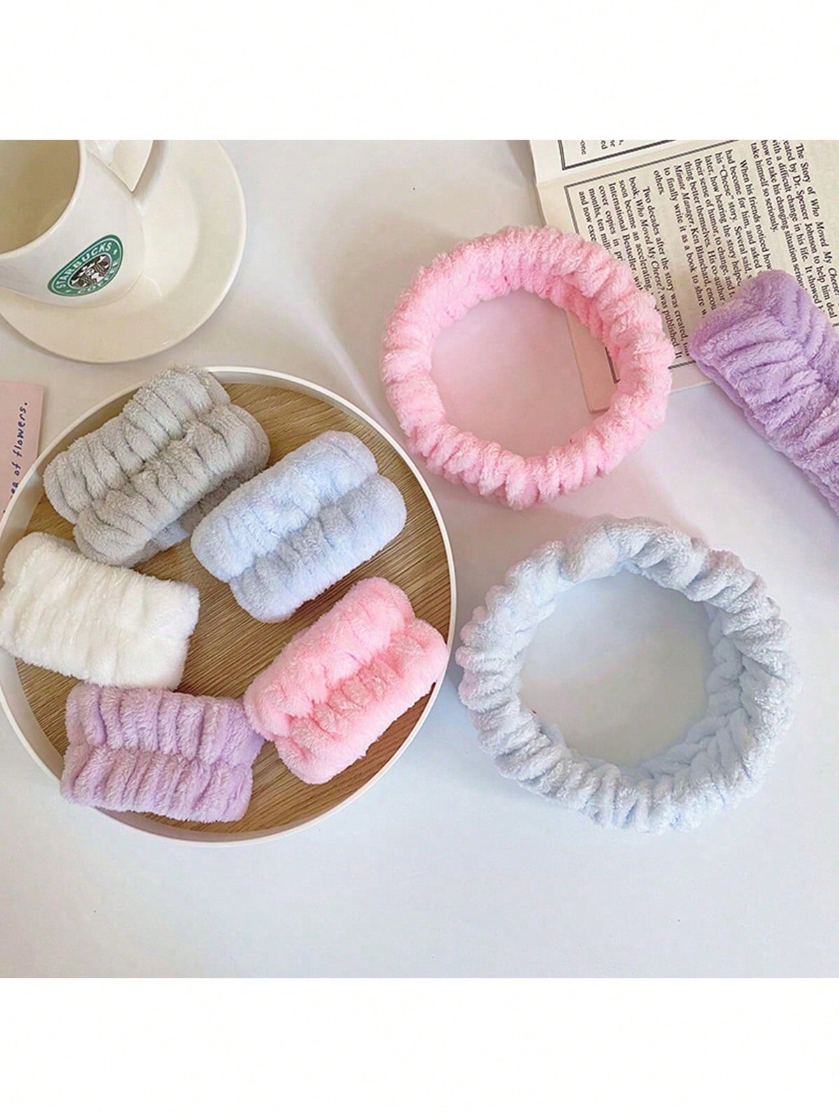 2026 New Flannel Face Wash Headband & Wristband Set, Waterproof Splash-Proof Moisture-Resistant Cuff, Absorbent Quick-Dry Wrist Guard, Washing/Yoga/Beauty Scene Suitable, Individual Pack 5 Colors Avai