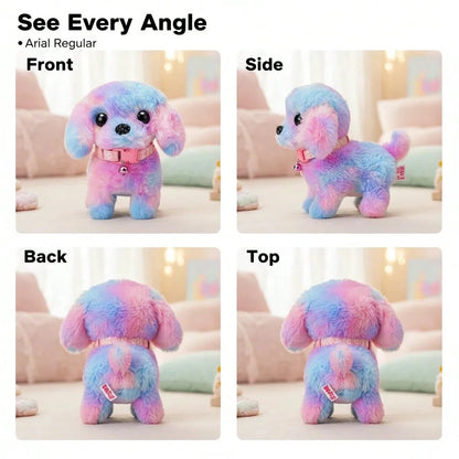 2026 New Rainbow Plush Electronic Walking Puppy Toy| Interactive Barking & Tail-Wagging Robot Dog| Comes With Leash, Bone, Fishbone & Bow Accessories| Deluxe Gift Box For Easter, Christmas & Birthd