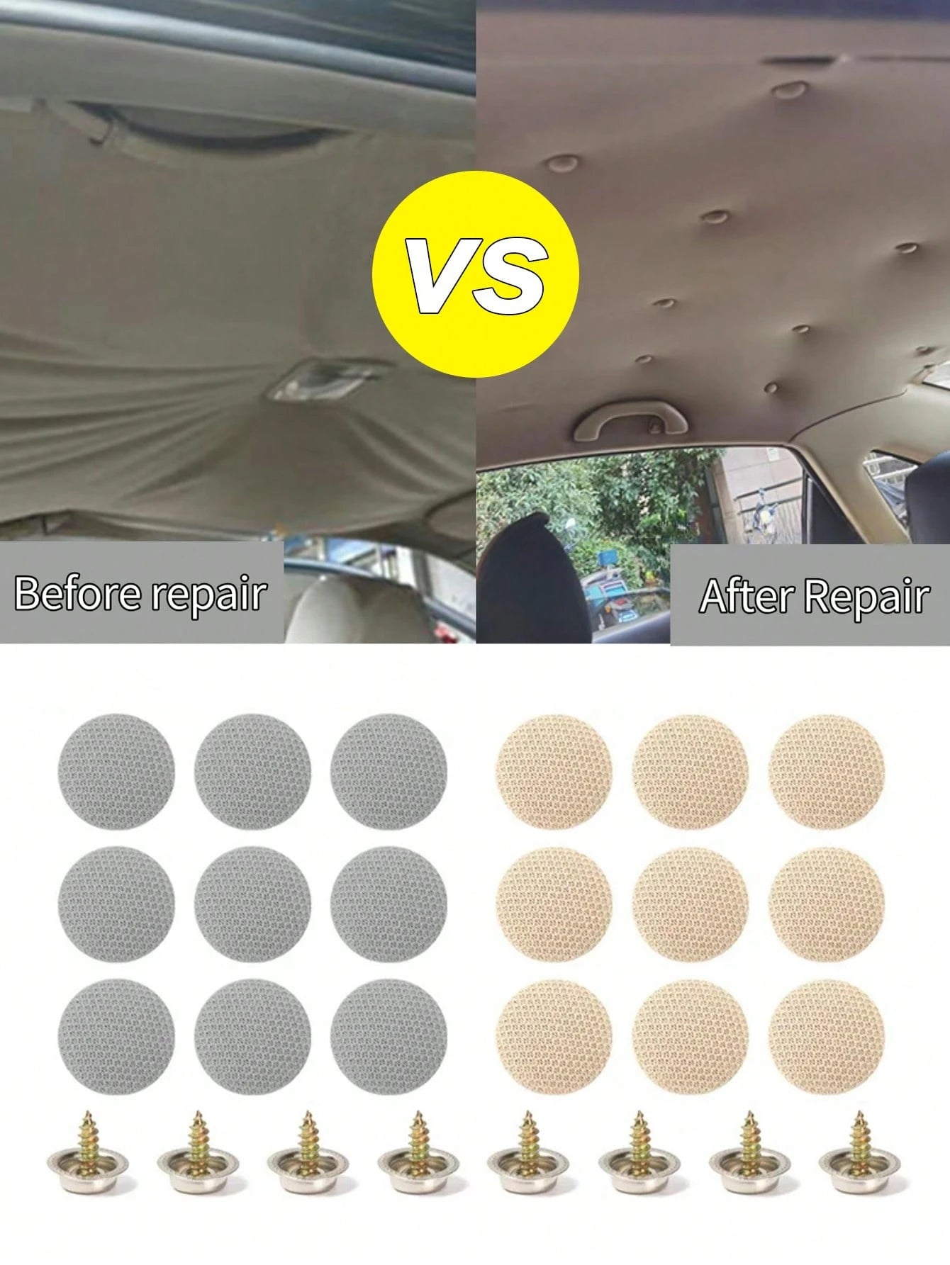 20Pcs Car Headliner Repair Clips – For Fixing Sagging Headliner Fabric, No Drilling Required, Easy Install Buttons Nails Free, Suitable For Velvet Or Fabric Interior, Universal Fit All Car Models,, P