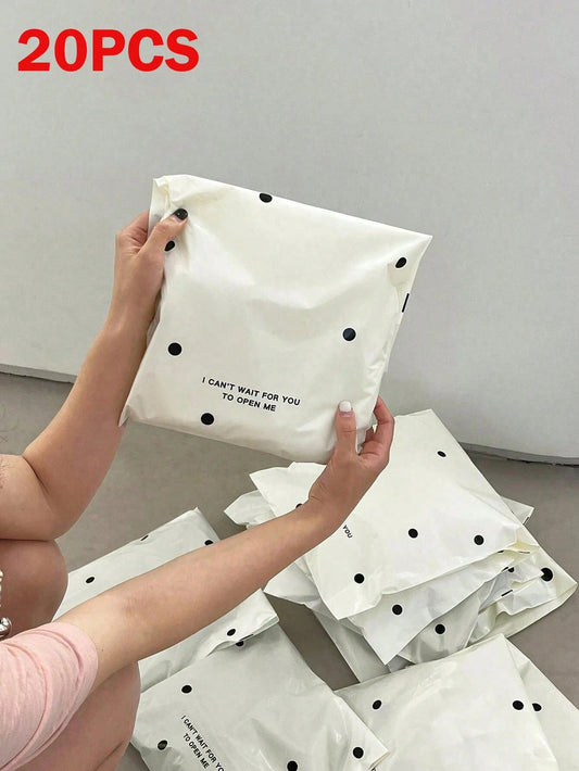 20pcs Off-White Polka Dot Courier Bags, Suitable For Back To School, Graduation, Wedding, Birthday Team Gifts, Thickened Storage Plastic Bags, Mailer Boxes, Clothing Bags, Applicable For Back To Schoo