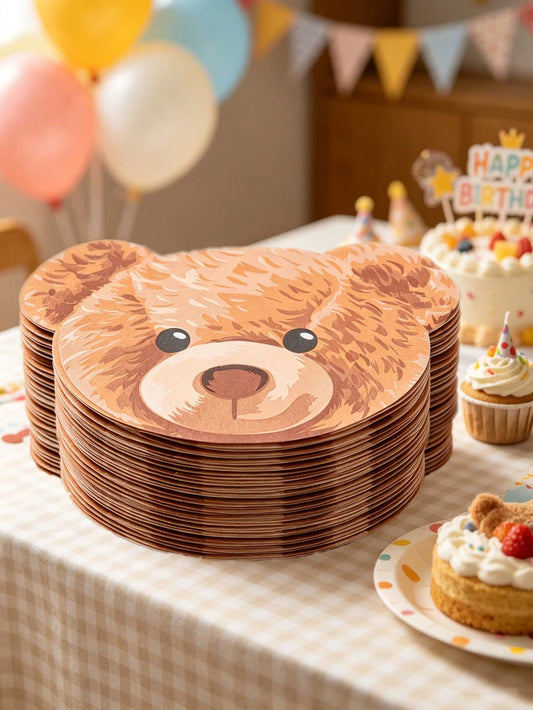 20pcs Teddy Bear Shaped Tissue Paper, Teddy Bear Head Shaped Disposable Tissue Paper, Teddy Bear Themed Birthday Party, Birthday Party Supplies, Tissue Paper, Tableware, Bridal Shower Decor, Baby Show