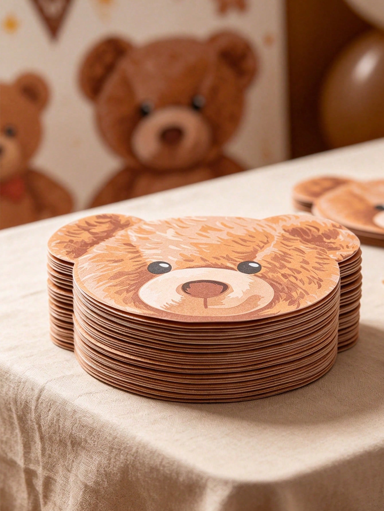 20pcs Teddy Bear Shaped Tissue Paper, Teddy Bear Head Shaped Disposable Tissue Paper, Teddy Bear Themed Birthday Party, Birthday Party Supplies, Tissue Paper, Tableware, Bridal Shower Decor, Baby Show