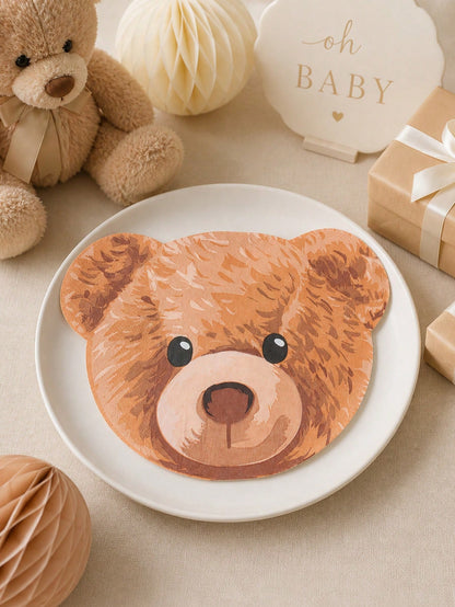 20pcs Teddy Bear Shaped Tissue Paper, Teddy Bear Head Shaped Disposable Tissue Paper, Teddy Bear Themed Birthday Party, Birthday Party Supplies, Tissue Paper, Tableware, Bridal Shower Decor, Baby Show