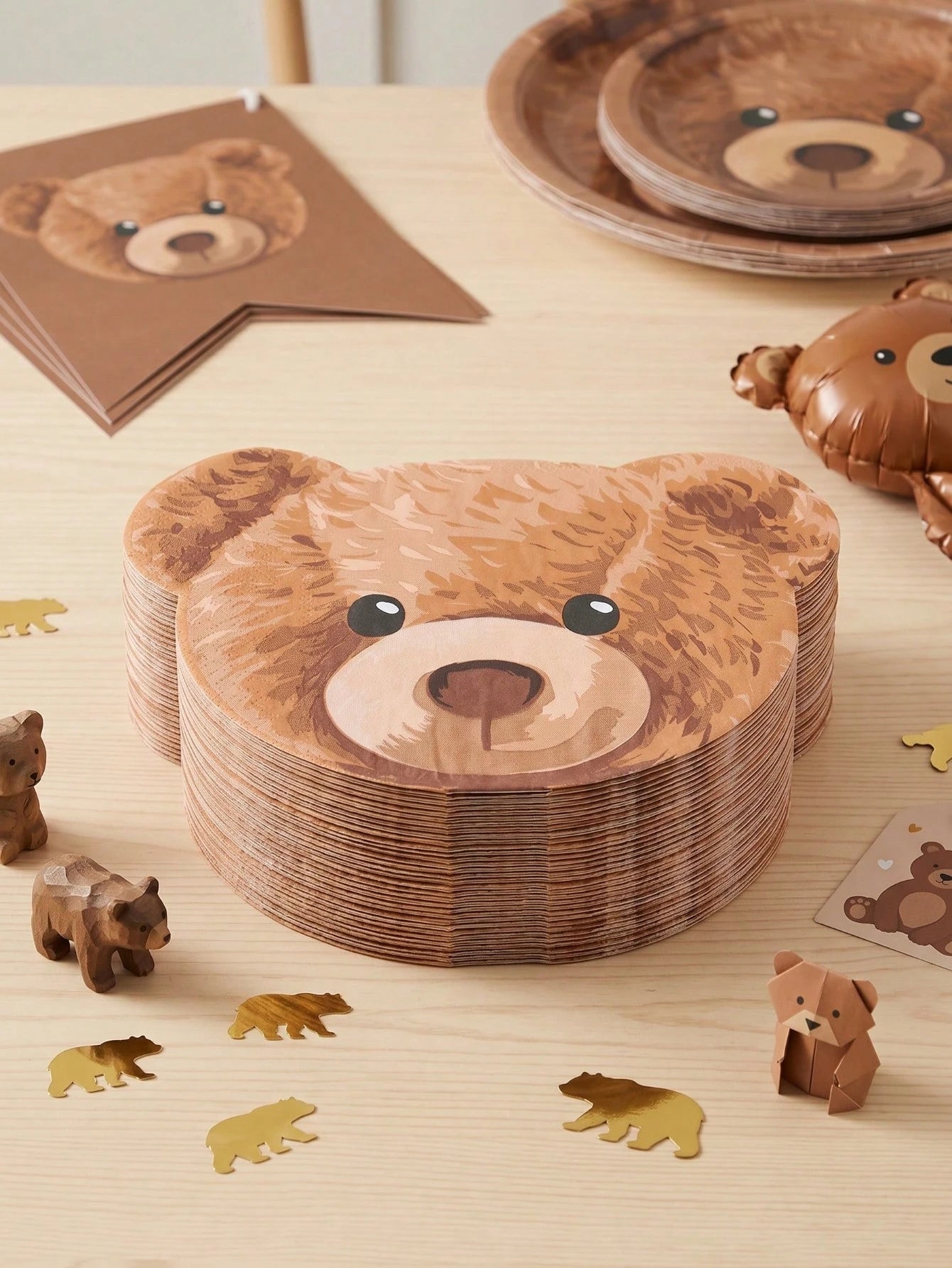 20pcs Teddy Bear Shaped Tissue Paper, Teddy Bear Head Shaped Disposable Tissue Paper, Teddy Bear Themed Birthday Party, Birthday Party Supplies, Tissue Paper, Tableware, Bridal Shower Decor, Baby Show