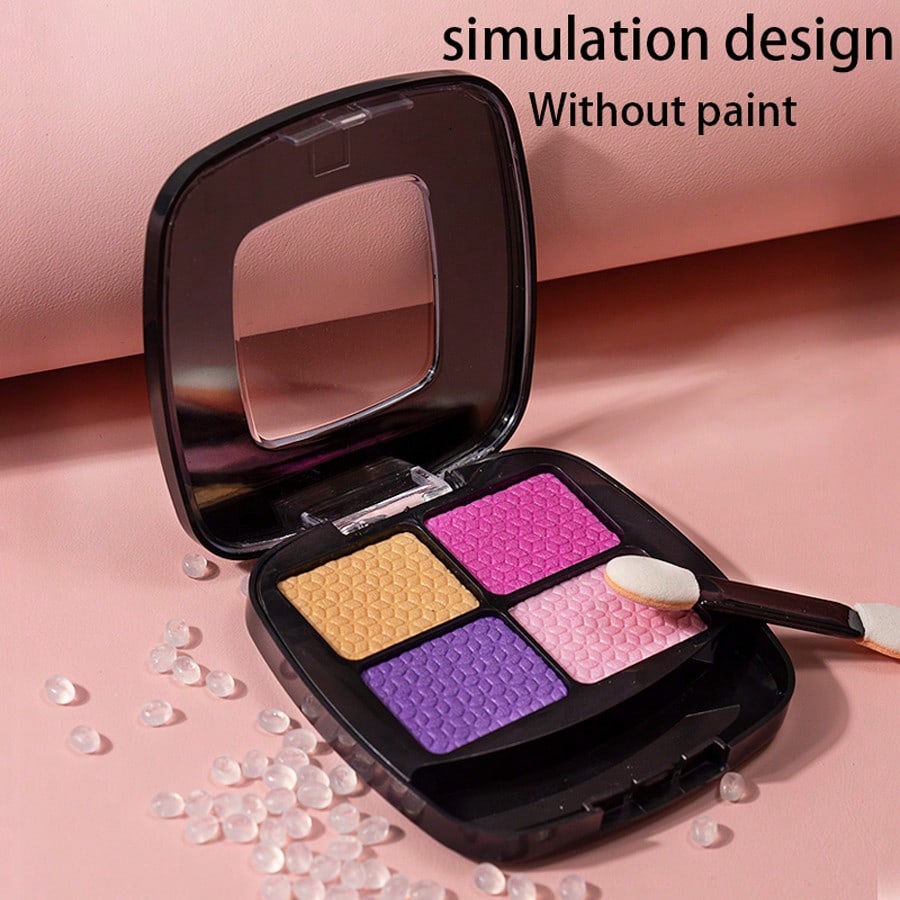 21pcs Realistic Makeup Toy Set For Little Girls, Includes Fake Lipstick, 3 Makeup Brushes, Blush, Dual-Color Eyeshadow, Glitter, Powder Puff, Lotion Bottle, Mascara, Powder Compact, Quad Eyeshadow, Du