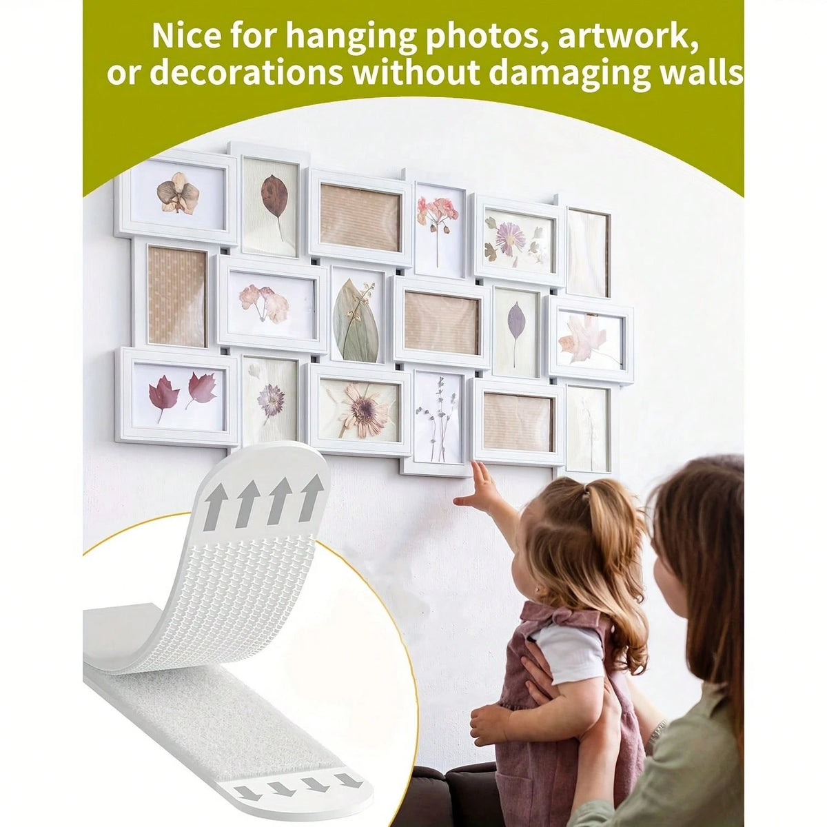 24-Pack Large Picture Hanging Strips- No-Tool Damage-Free Wall Hooks, Strong Adhesive White Tape For Home & Office Decor, Easy Installation On Smooth Surfaces, Toolfree Hanging| Refined Design| Nor