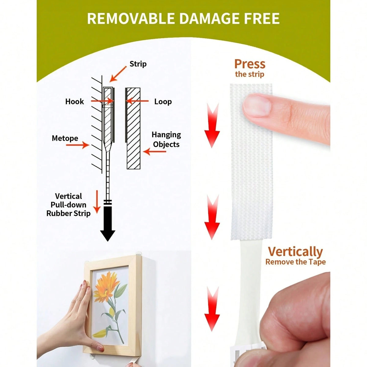 24-Pack Large Picture Hanging Strips- No-Tool Damage-Free Wall Hooks, Strong Adhesive White Tape For Home & Office Decor, Easy Installation On Smooth Surfaces, Toolfree Hanging| Refined Design| Nor