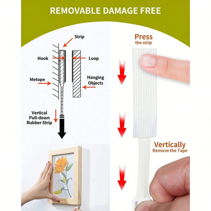 24-Pack Large Picture Hanging Strips- No-Tool Damage-Free Wall Hooks, Strong Adhesive White Tape For Home & Office Decor, Easy Installation On Smooth Surfaces, Toolfree Hanging| Refined Design| Nor