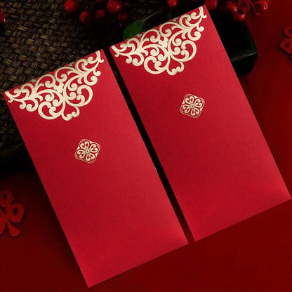 24pcs High Quality Gold Floral Pattern Red Envelopes| Suitable For Christmas, New Year And Other Special Occasions, Can Be Used For Cash And Auspicious Gift Packaging, Christmas Gift Bags, Embossed P