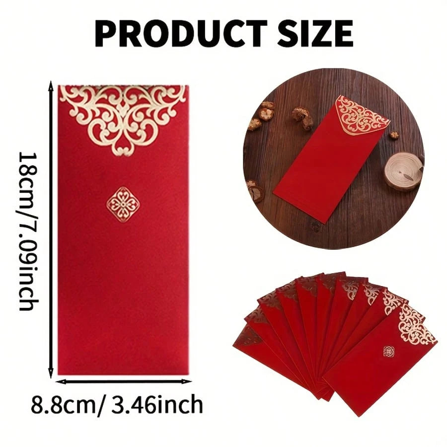 24pcs High Quality Gold Floral Pattern Red Envelopes| Suitable For Christmas, New Year And Other Special Occasions, Can Be Used For Cash And Auspicious Gift Packaging, Christmas Gift Bags, Embossed P