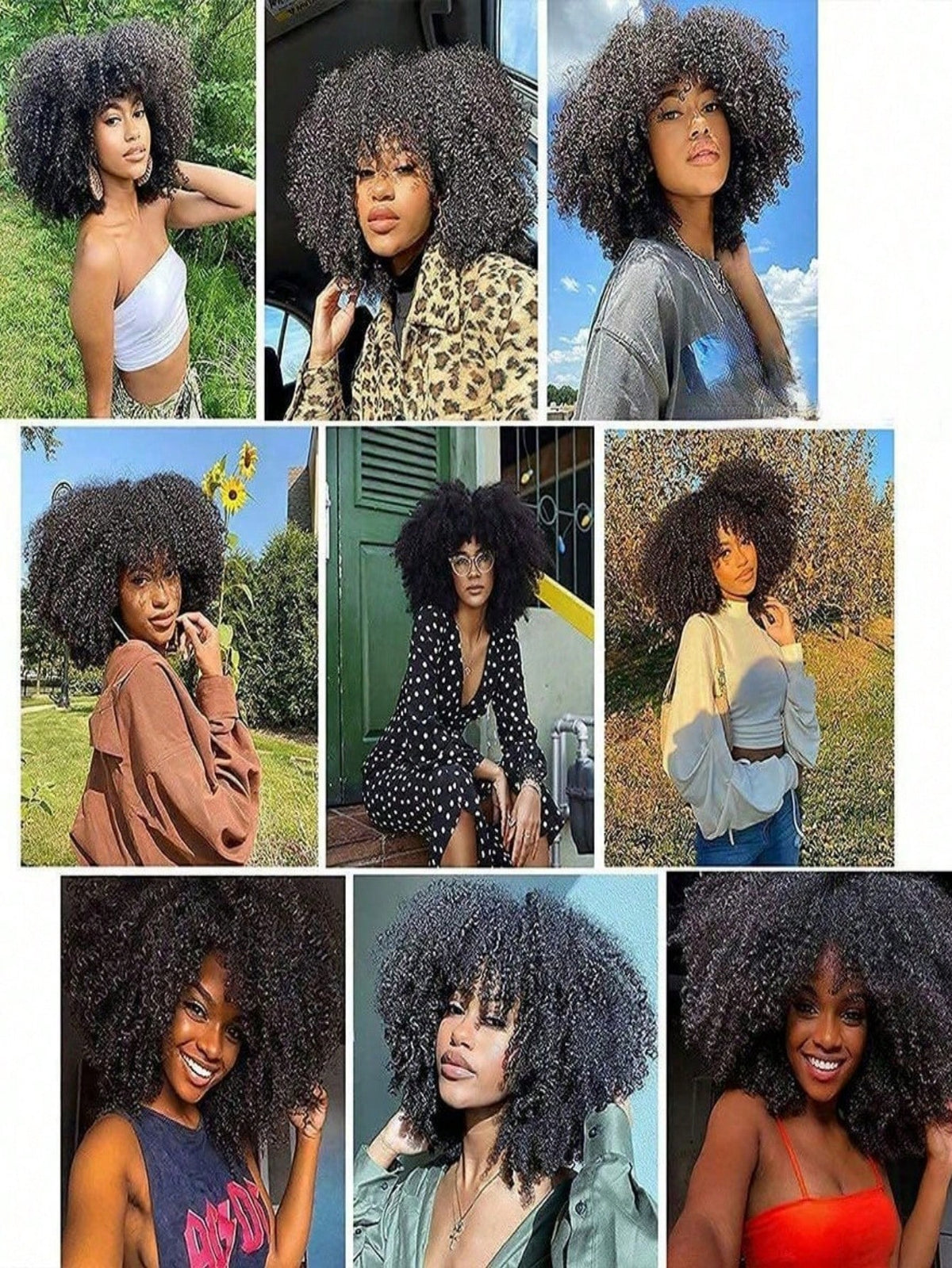 250 Density Afro Kinky Curly Wig Human Hair With Bangs Natural Color None Lace Front Wig Brazilian Virgin Short Black Curly Human Hair Wig Glueless Wigs For Women For Daily Use 14inch