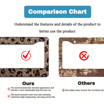 2D Flag 12.2inch X 6.3inch 16cm X 31cm Car License Plate Frame Exquisite Flat Design Glossy Leopard Print Decoration Waterproof Suitable For Car Modification Holiday Gift 01360 Fashionable License Pla