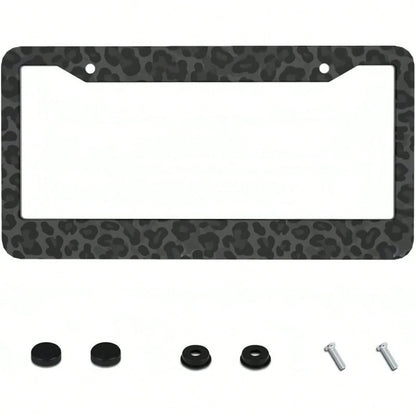 2D Flat, 2D Flat2D Metal License Plate Frame| 12x6inch Aluminum, Black Leopard Print, Suitable For Sedans, SUVs, Pickups, And Commercial Vehicles, Includes Mounting Screws And Washers, Durable And St
