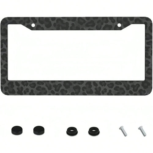 2D Flat, 2D Flat2D Metal License Plate Frame| 12x6inch Aluminum, Black Leopard Print, Suitable For Sedans, SUVs, Pickups, And Commercial Vehicles, Includes Mounting Screws And Washers, Durable And St