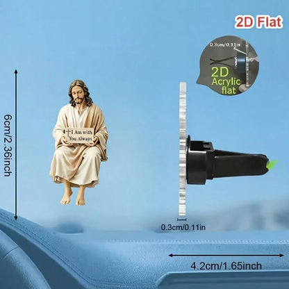 2D Flat Jesus Air Vent Clip Decor, "Fragrance-Free Source", With Double-Layer Odorless Sponge Pad, Acrylic Car Fragrance Diffuser, Can Add Your Own Scent, Car Accessories