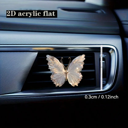 2D Flat Plane, 1 Piece Acrylic Butterfly Pattern Car Air Vent Clip Decoration, "Unscented", Acrylic Cartoon Decoration, Car Interior