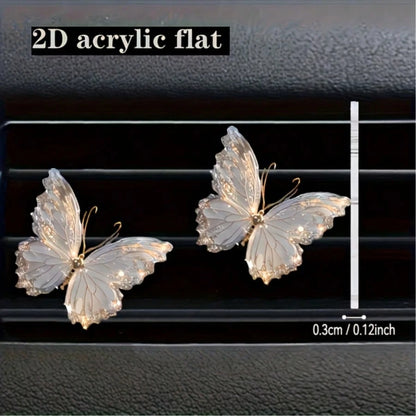2D Flat Plane, 1 Piece Acrylic Butterfly Pattern Car Air Vent Clip Decoration, "Unscented", Acrylic Cartoon Decoration, Car Interior