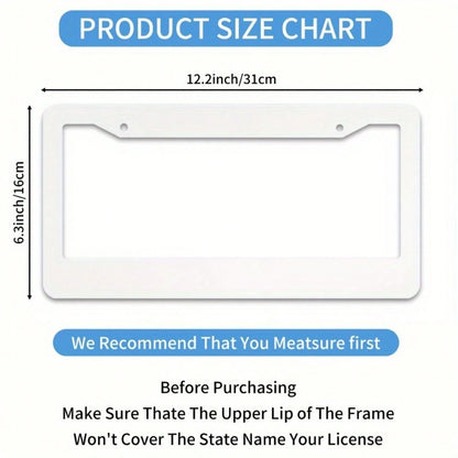 2D Flat Surface, 1 Piece, For Decoration Only, 2D Flat Surface, 1 Piece, For Decoration Only, Alien Space Graffiti Fun License Plate Frame, Car Accessory With Holes And Screws, Universal Aluminum Lice