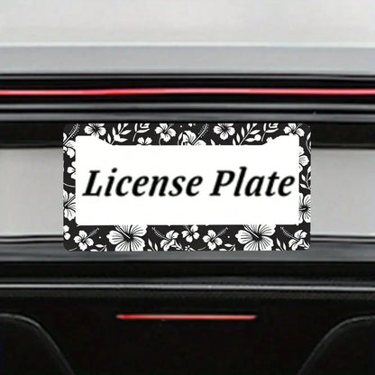 2PC Hibiscus Flower License Plate Frames- Hawiian Tropical Floral Aluminum Metal License Plate Holder Covers,Rust-Proof Waterproof Car Decorative Frames Standard US 12x6 Inch