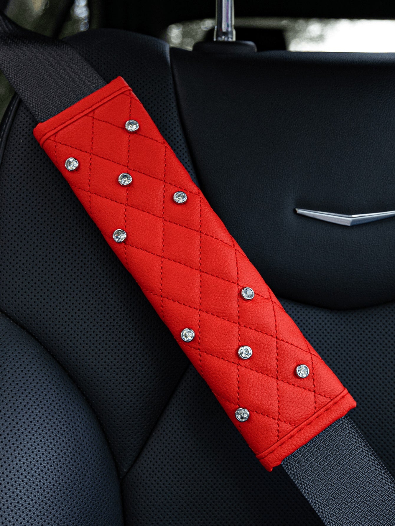 2pcs/1pc Car Interior Safety Belt Shoulder Protection Cover, Artificial Diamond Artificial Leather Shoulder Protection Cover, All Season Universal