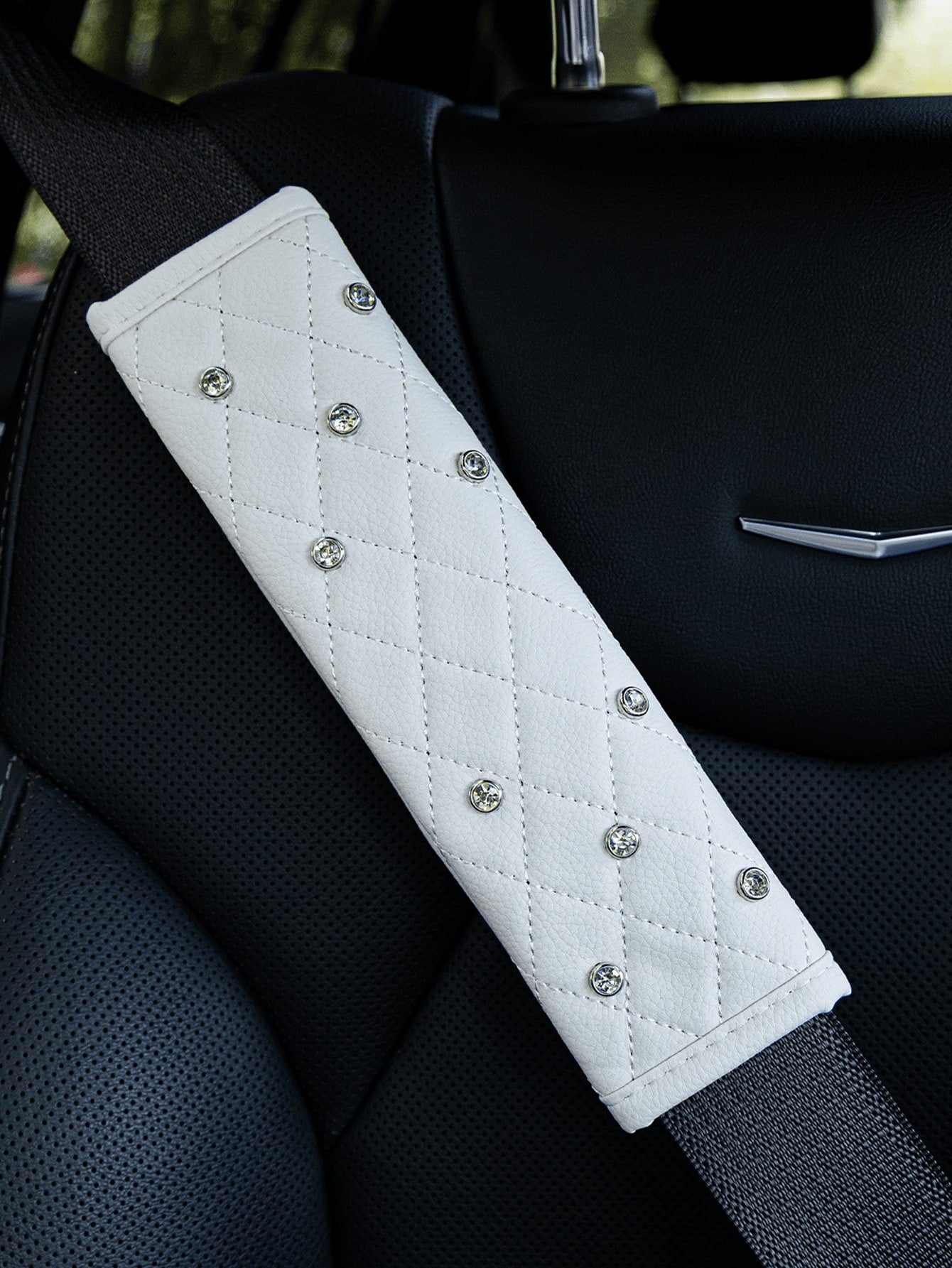 2pcs/1pc Car Interior Safety Belt Shoulder Protection Cover, Artificial Diamond Artificial Leather Shoulder Protection Cover, All Season Universal