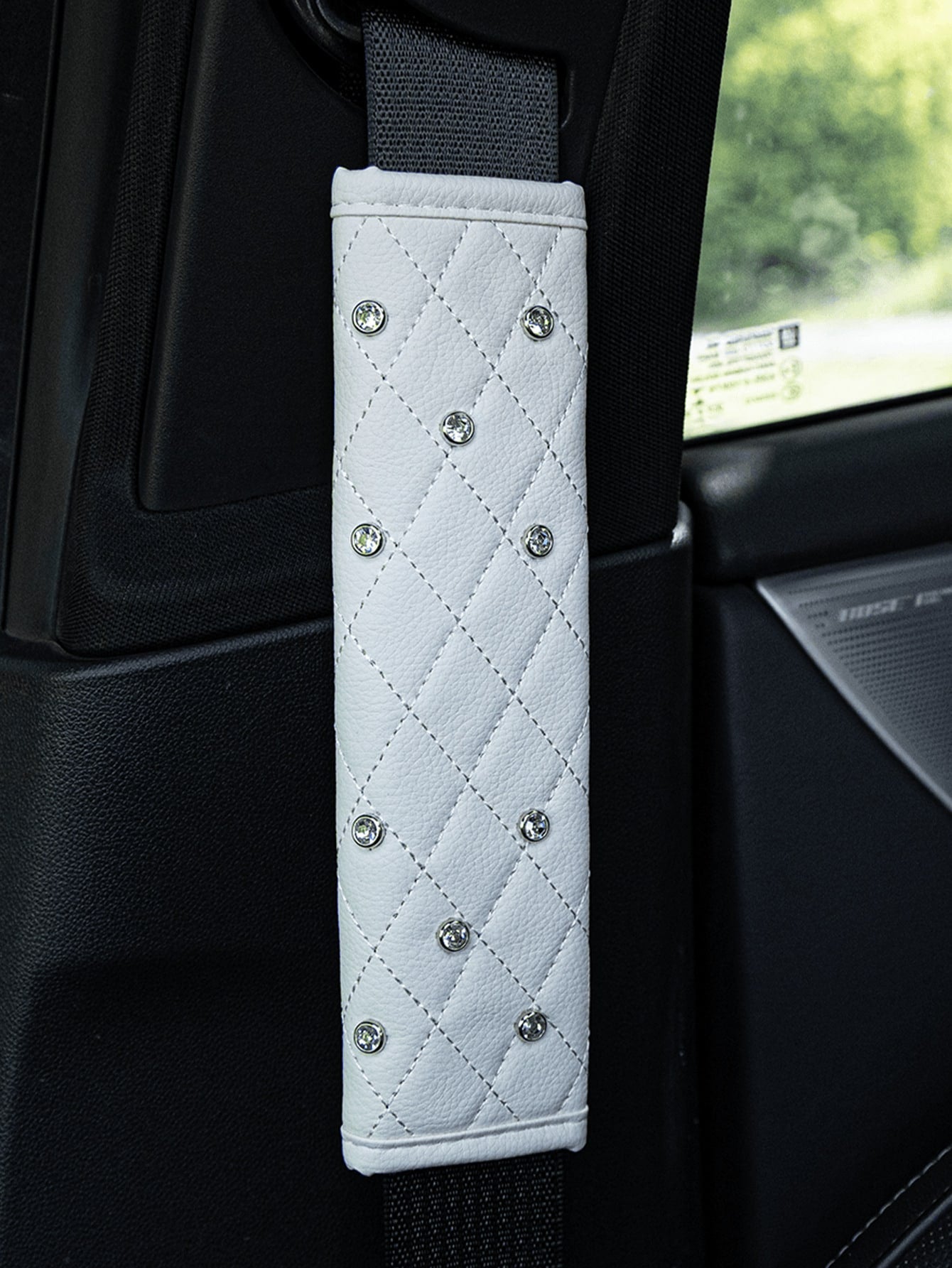 2pcs/1pc Car Interior Safety Belt Shoulder Protection Cover, Artificial Diamond Artificial Leather Shoulder Protection Cover, All Season Universal