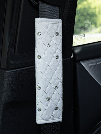2pcs/1pc Car Interior Safety Belt Shoulder Protection Cover, Artificial Diamond Artificial Leather Shoulder Protection Cover, All Season Universal