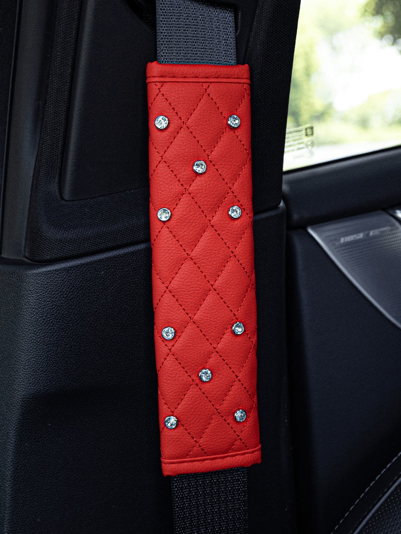2pcs/1pc Car Interior Safety Belt Shoulder Protection Cover, Artificial Diamond Artificial Leather Shoulder Protection Cover, All Season Universal