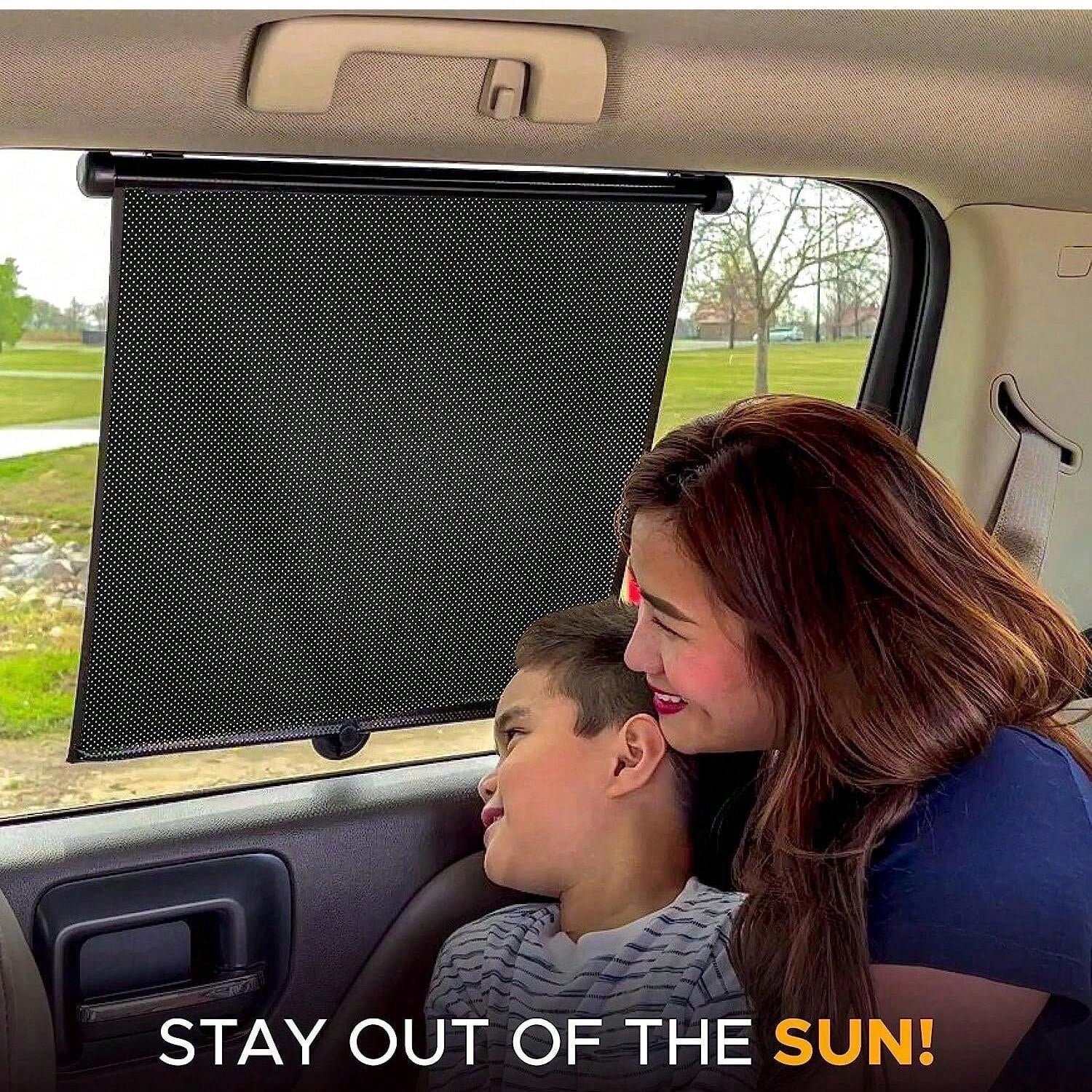 2pcs/1pc Retractable Car Sun Shade, Universal Polka Dot Design- 2 Packs: UV & Heat Blocking, Glare Reduction, Adjustable, A Must-Have For Holidays, Summer, Travel