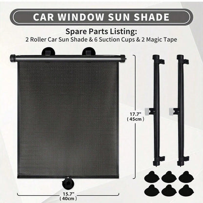 2pcs/1pc Retractable Car Sun Shade, Universal Polka Dot Design- 2 Packs: UV & Heat Blocking, Glare Reduction, Adjustable, A Must-Have For Holidays, Summer, Travel