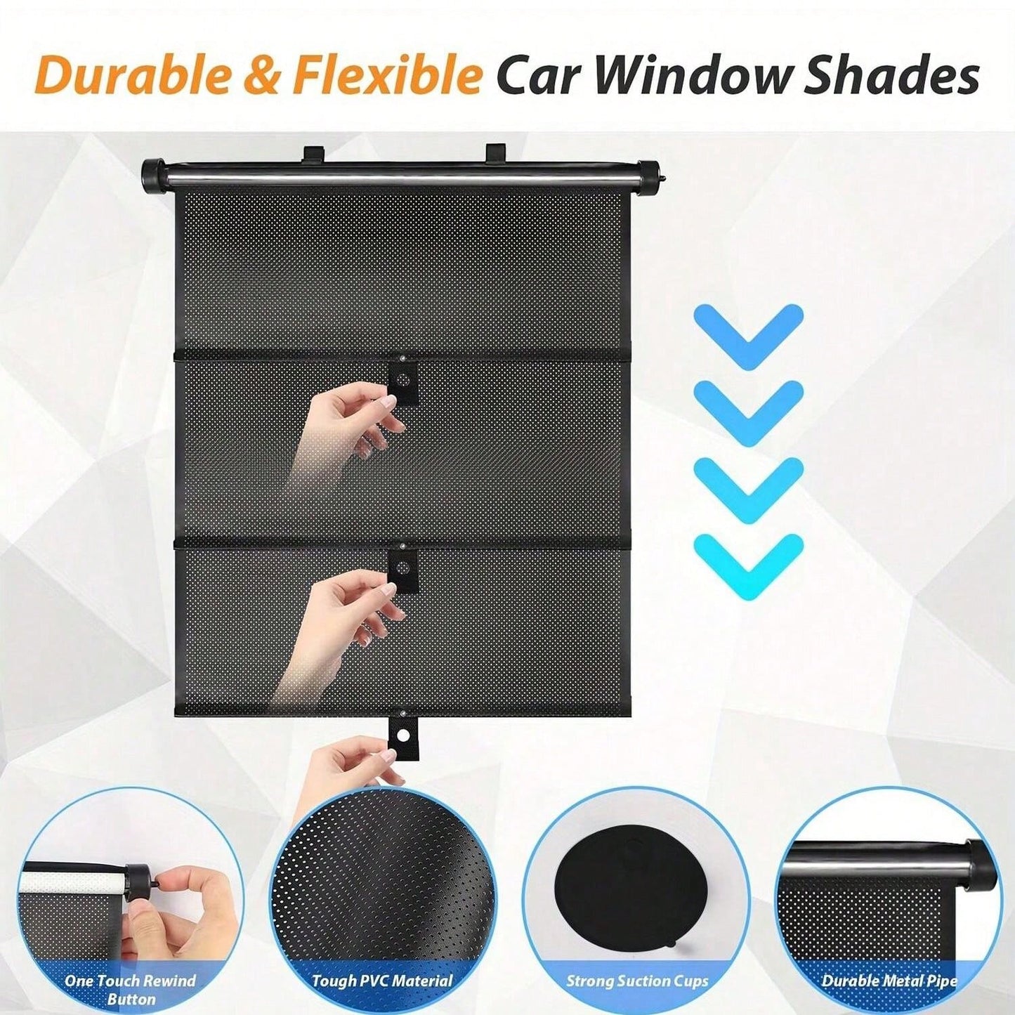 2pcs/1pc Retractable Car Sun Shade, Universal Polka Dot Design- 2 Packs: UV & Heat Blocking, Glare Reduction, Adjustable, A Must-Have For Holidays, Summer, Travel