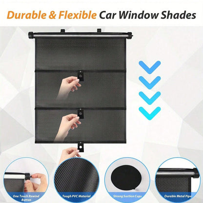 2pcs/1pc Retractable Car Sun Shade, Universal Polka Dot Design- 2 Packs: UV & Heat Blocking, Glare Reduction, Adjustable, A Must-Have For Holidays, Summer, Travel