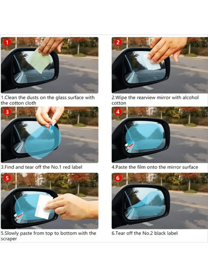 2pcs Anti-Rain Film For Car Rearview Mirrors, Side Windows & Reverse Mirrors, Waterproof And Fog-Resistant Nano Film