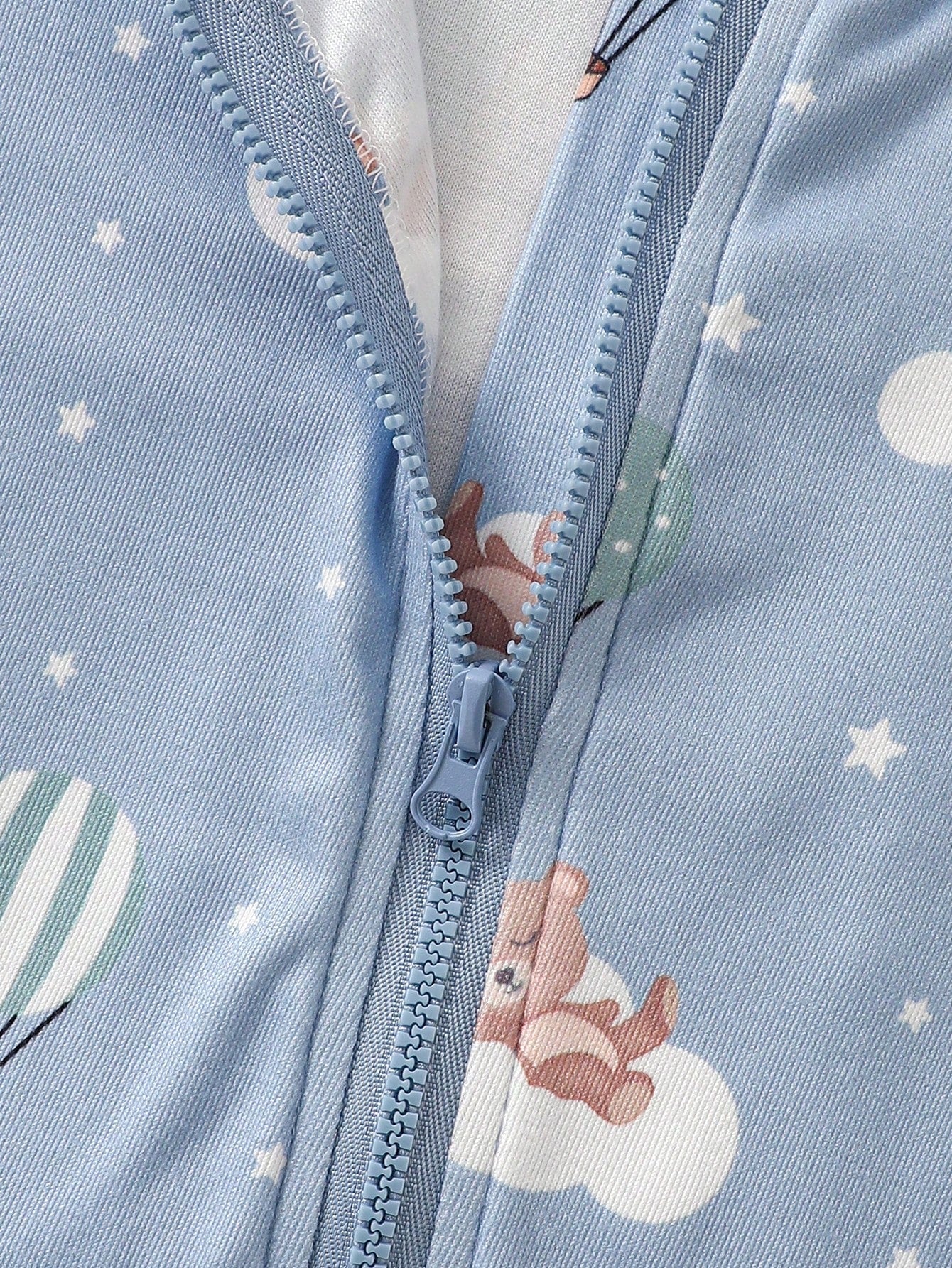 2pcs Baby Boy Cartoon Cloud & Bear Print Tight-Fit Short Sleeve Top And Pants Set, Casual Comfortable Soft Stretchy Zipper Pajamas, Summer
