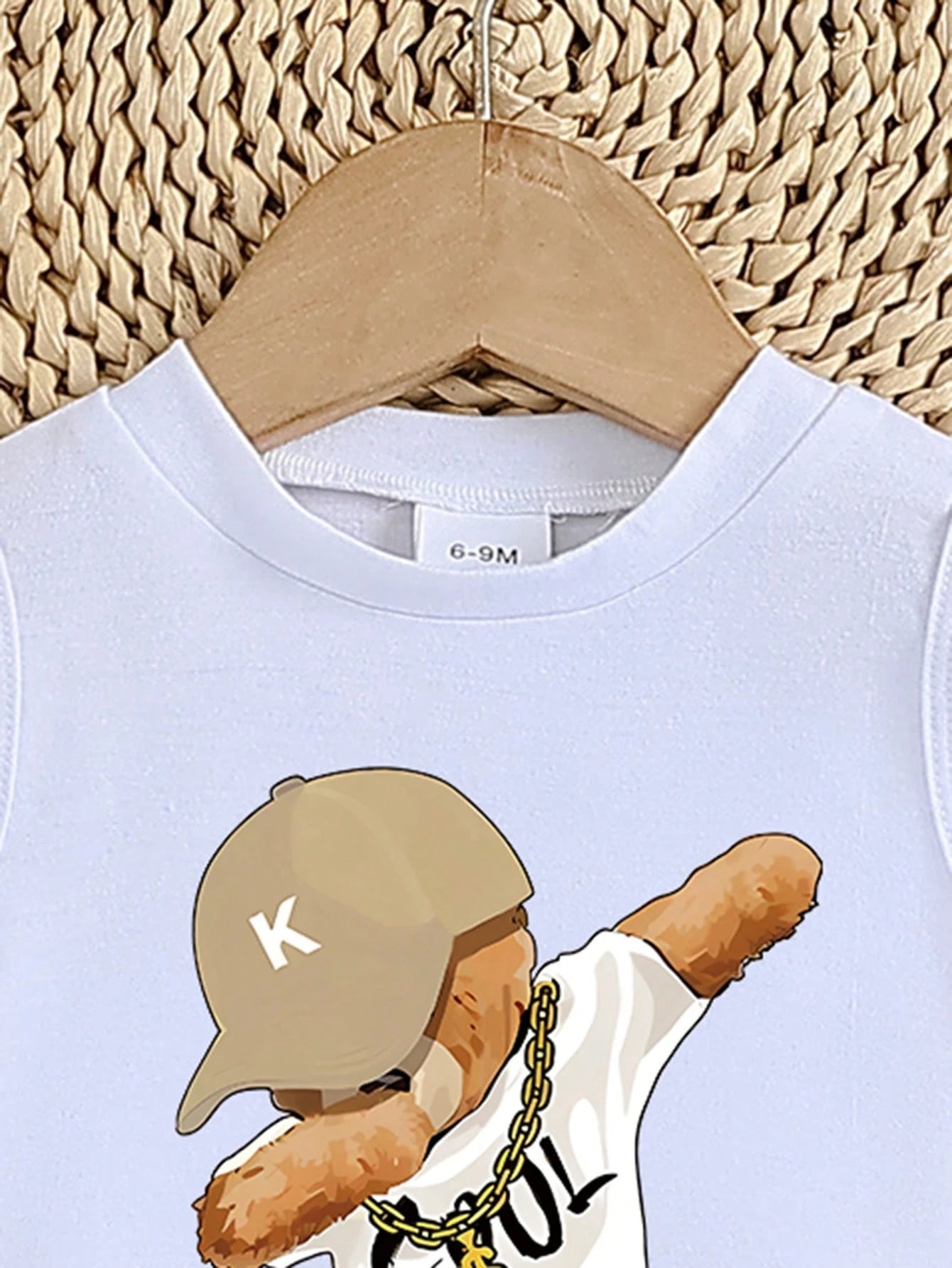 2pcs Baby Boy Casual Cool Boy Graphic Print Top And Denim Effect Elastic Waist Shorts Set, Comfortable Outfit For Daily, Outdoor & Sports Wear, Summer