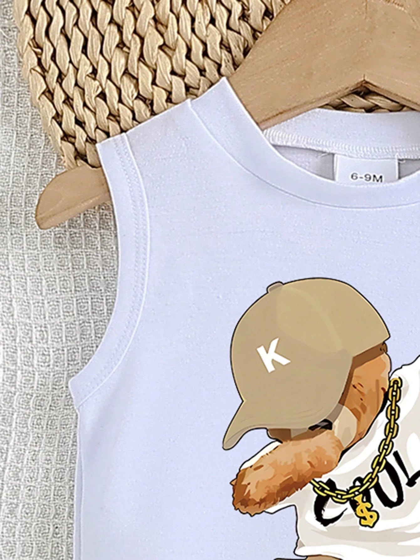 2pcs Baby Boy Casual Cool Boy Graphic Print Top And Denim Effect Elastic Waist Shorts Set, Comfortable Outfit For Daily, Outdoor & Sports Wear, Summer