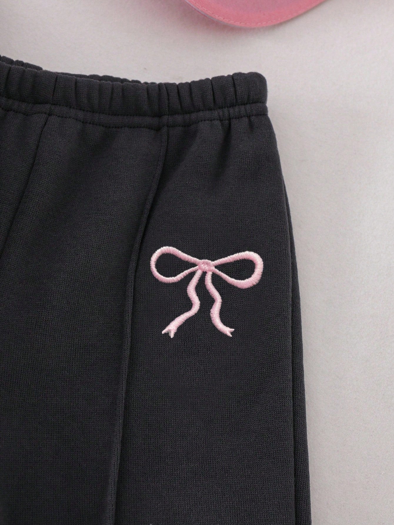 2pcs Baby Girl Fleece Sweatshirt & Pants Set, Embroidered Letter Design, Suitable For Outdoor And Indoor Wear, Autumn/Winter Fall