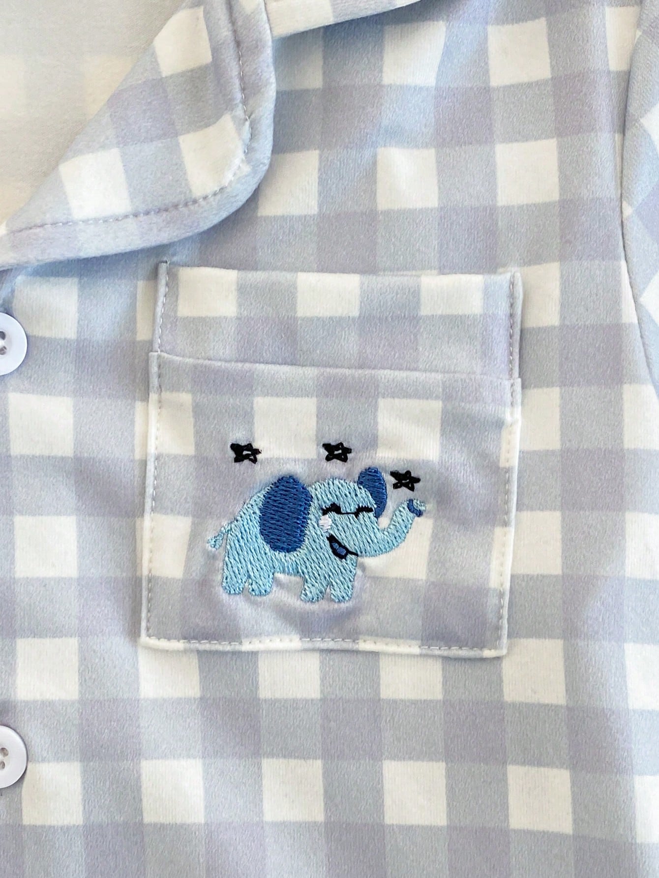 2pcs Baby/Toddler Boys' Plaid Pajama Set,Blue And White Striped,Winter,Cute,Lounge,Checkered Short Sleeve Top And Pants With Pocket For Baby Boy