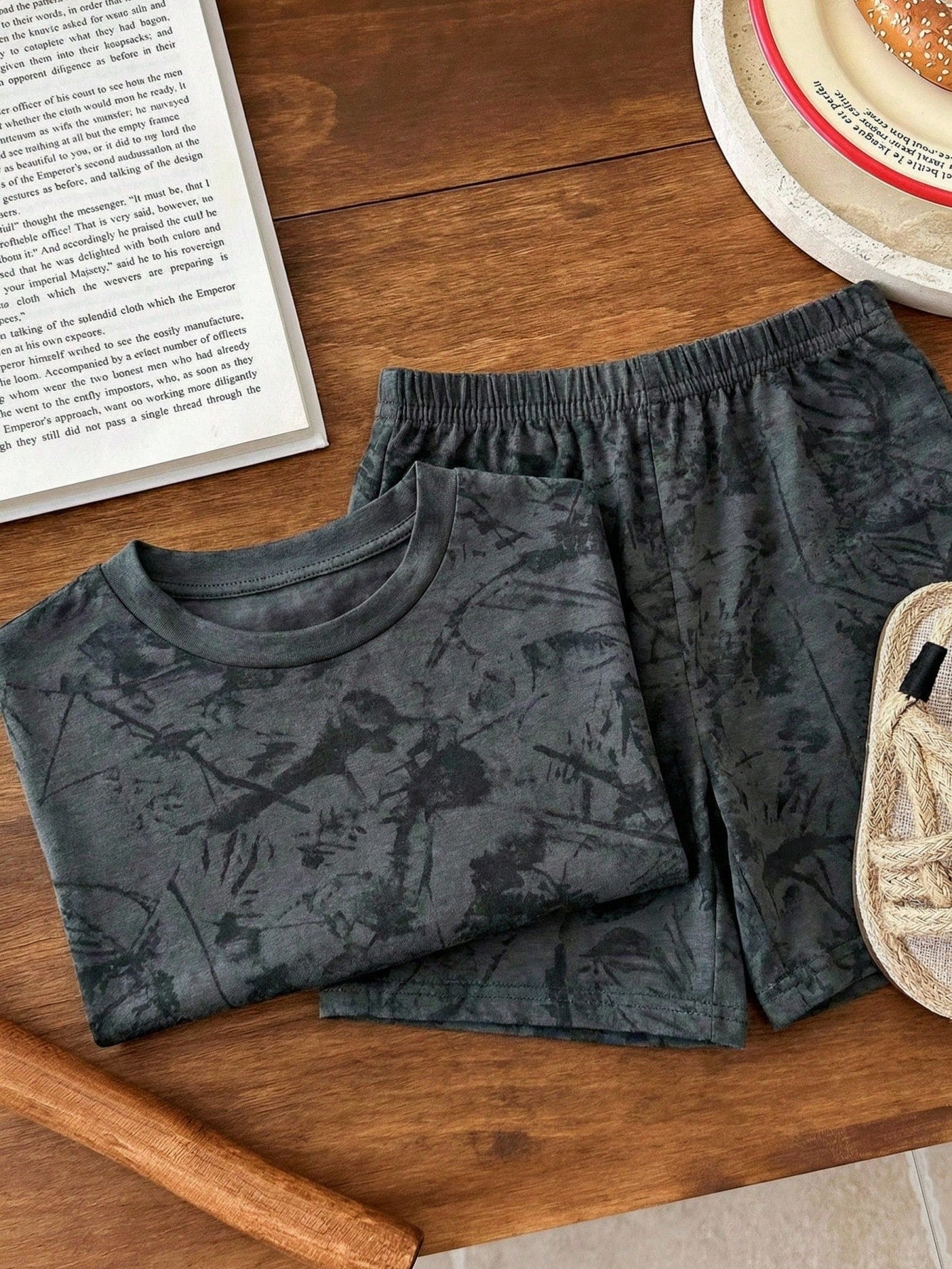 2pcs Baby/Toddler Casual Tropical Solid Color T-Shirt + Shorts Set, Suitable For Daily Wear, School, Travel, Summer Season Baby Boy Vacation