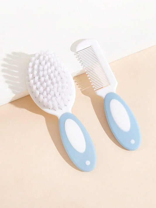 2pcs Baby Two Tone Bath Brush & Comb Set For Bathroom