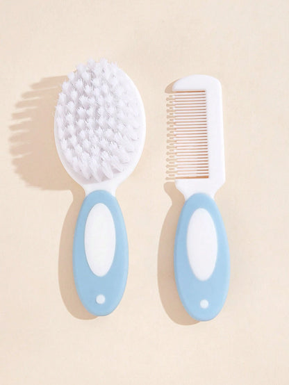 2pcs Baby Two Tone Bath Brush & Comb Set For Bathroom