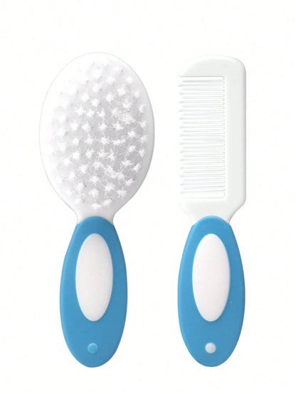 2pcs Baby Two Tone Bath Brush & Comb Set For Bathroom