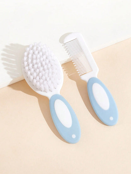 2pcs Baby Two Tone Bath Brush & Comb Set For Bathroom