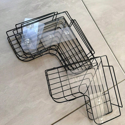 2pcs Black Iron Bathroom Shelf 26cm Bathroom Tripod Organizer Suitable For Rental Apartments