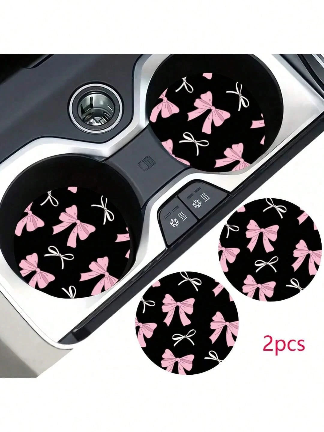 2pcs Bow Leopard Print Car Cup Holder Coasters, Non-Slip Shock-Absorbing Universal Fashion Car Cup Coasters, Interior Accessories, Party Gifts