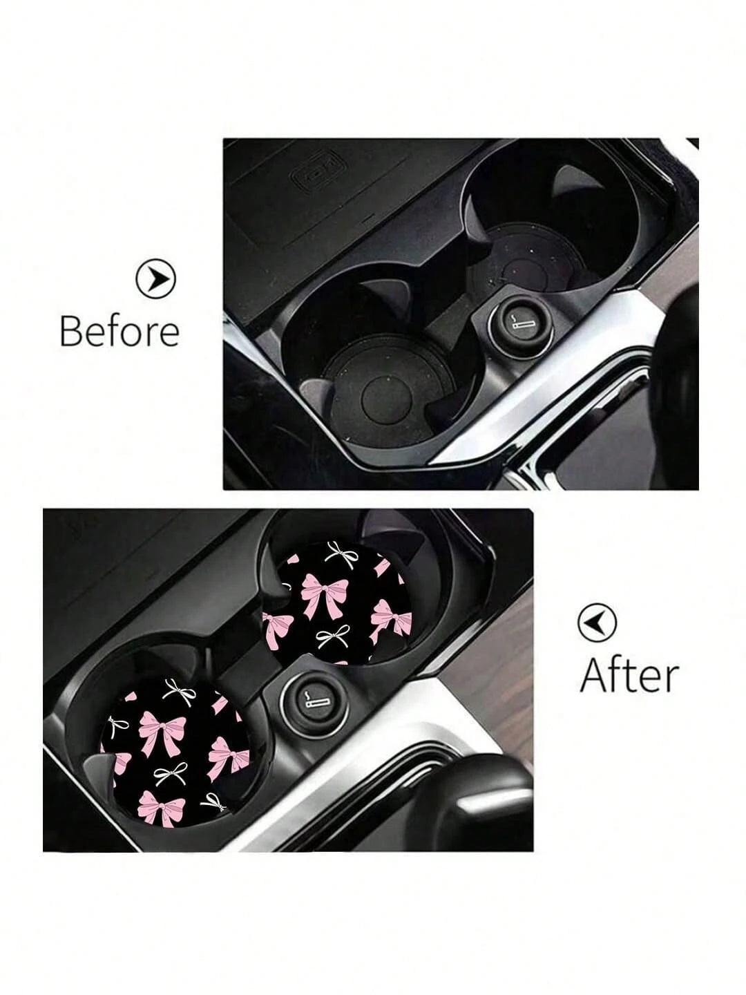 2pcs Bow Leopard Print Car Cup Holder Coasters, Non-Slip Shock-Absorbing Universal Fashion Car Cup Coasters, Interior Accessories, Party Gifts